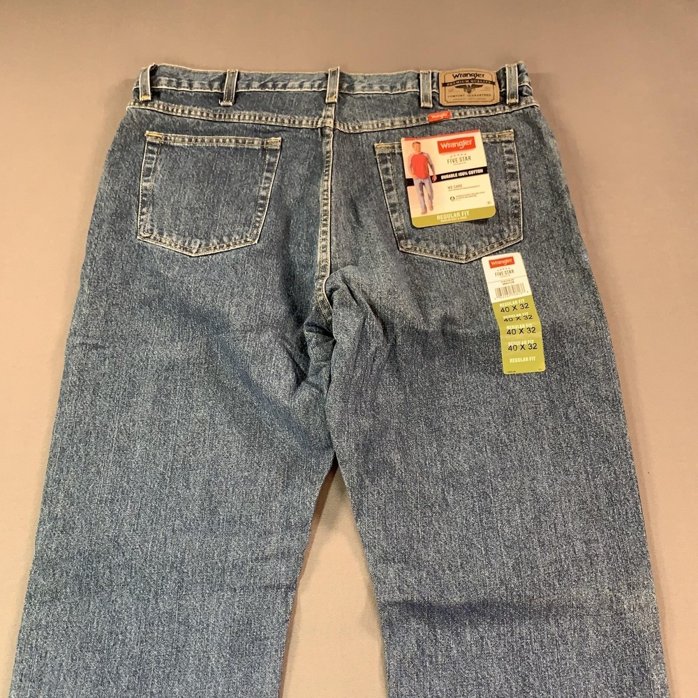 NEW Wrangler Five Star 96501DS Jeans Mens 40x32 Blue Regular Straight Denim - Picture 12 of 15